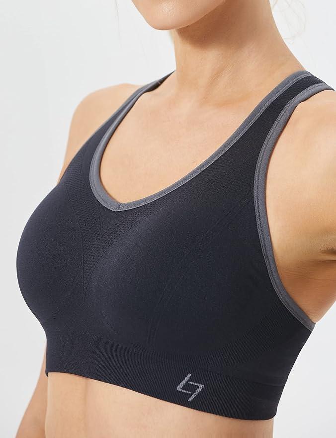 FITTIN Racerback Sports Bras for Women - Padded Seamless Bras for Yoga Gym Workout Fitness White - Which Mark