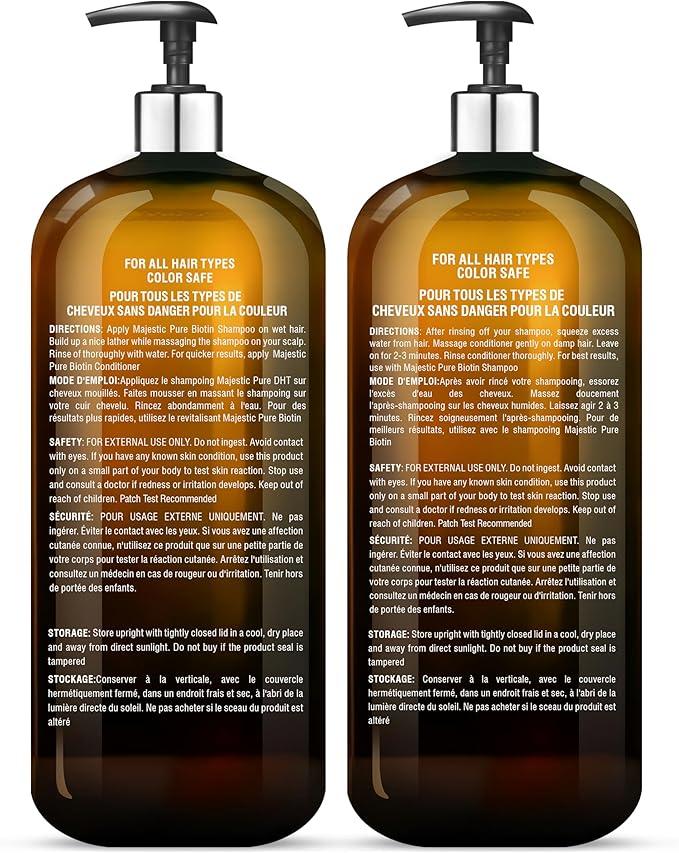 MAJESTIC PURE Biotin Shampoo and Conditioner Set with DHT Blocker Complex - Hydrating, Nourishing & Supporting Healthy Hair, Sulfate Free, for Men & Women - 16 fl oz each Climate Pledge Friendly - Which Mark