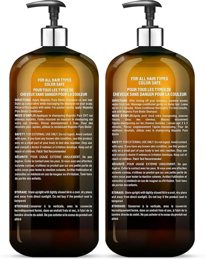 MAJESTIC PURE Biotin Shampoo and Conditioner Set with DHT Blocker Complex - Hydrating, Nourishing & Supporting Healthy Hair, Sulfate Free, for Men & Women - 16 fl oz each Climate Pledge Friendly - Which Mark