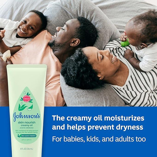Johnson’s Baby Creamy Oil with Aloe Vera & Vitamin E, Moisturizing Body Lotion, Paraben Free, 236 mL - Which Mark