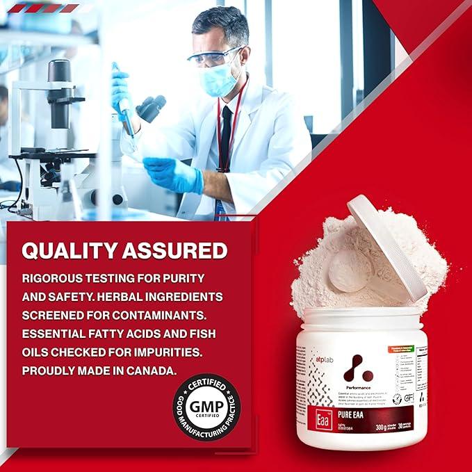 ATP LAB Pure EAA Powder, 300g - Berry Lemonade Flavor - Complete Blend of 11 EAAs & Electrolytes - L-Lysine, L-Methionine, Tryptophan - Essential Amino Acids for Workout Support & Refreshing Hydration - Which Mark