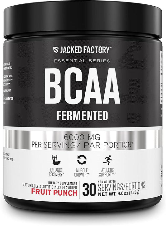 BCAA Powder (Fermented) - 6g Branched Chain Amino Acids Supplement for Enhanced Recovery, Reduced Fatigue, Increased Strength, and Muscle Growth - 30 Servings, Fruit Punch - Which Mark