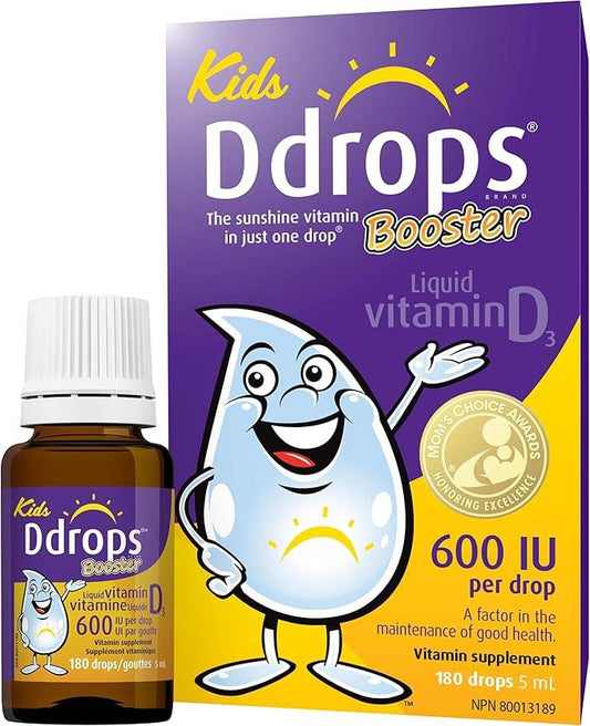 Ddrops Booster Liquid Vitamin D3 Supplement for Kids & Adults 600 IU 180 drops - Supports Strong Bones & Immune System - Which Mark