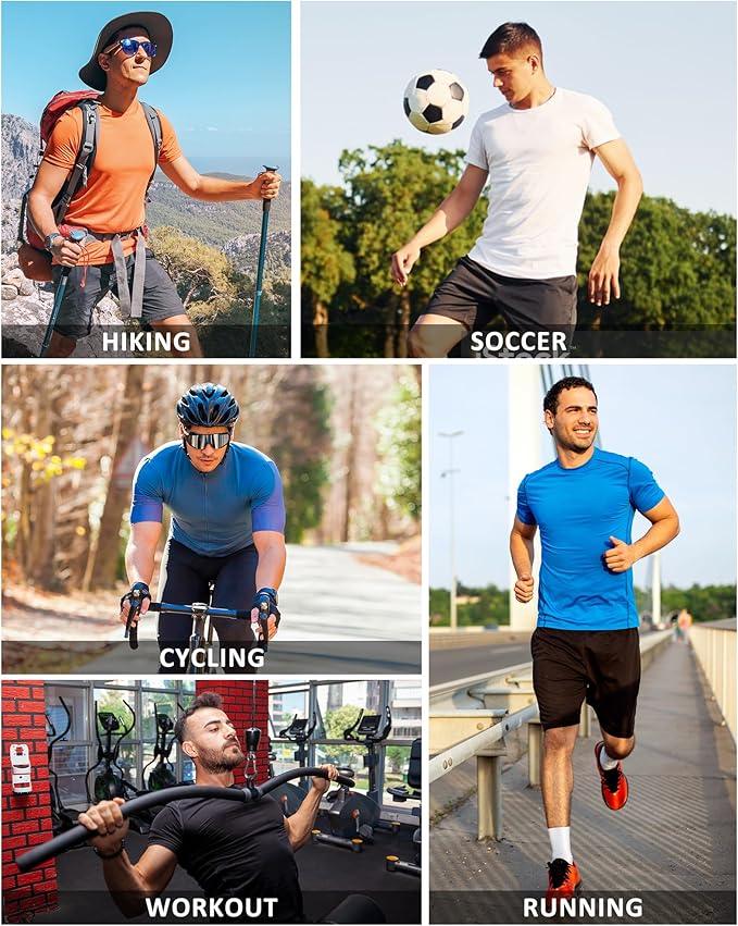 Runhit Long Sleeve Compression Shirts for Men Short Sleeve Quick Dry Athletic Workout T-Shirts Base Layer Tee Shirt - Which Mark