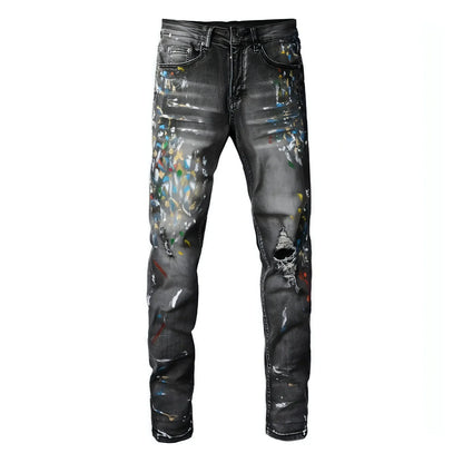 DenimDare™ Washed Elastic Slim Fitting Gray Jeans For Men - Which Mark