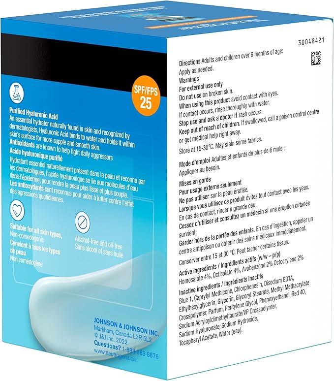 Neutrogena Hydro Boost Gel Cream with SPF 25 - Broad Spectrum UVA/UVB Protection & Hyaluronic Acid - Lightweight Oil-Free Facial Moisturizer for Smooth, Hydrated Skin - Non-Comedogenic, 47mL - Which Mark