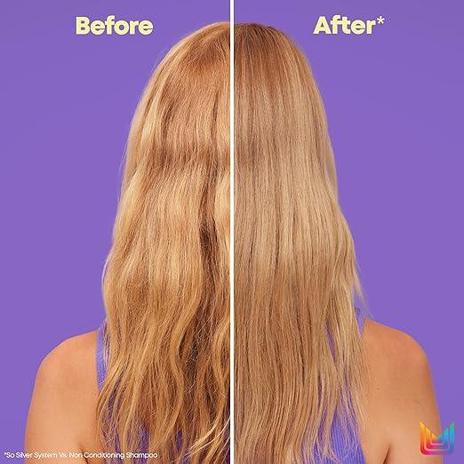 Matrix So Silver Purple Shampoo, Neutralizes Yellow Tones, Color Depositing and Toning, For Color Treated Hair Including Blonde, Grey, and Platinum - Which Mark