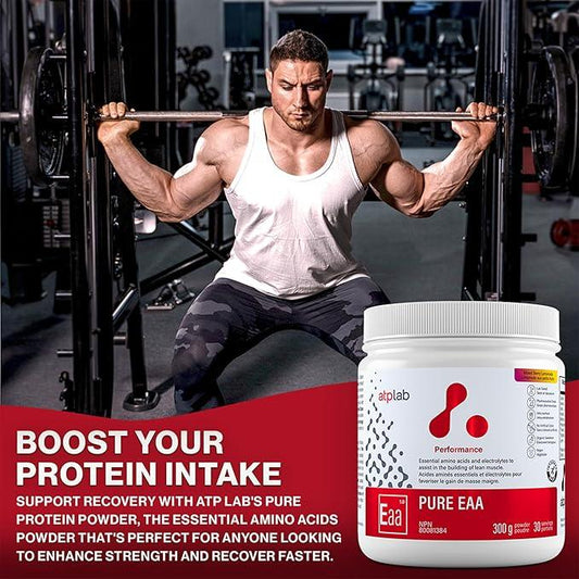 ATP LAB Pure EAA Powder, 300g - Berry Lemonade Flavor - Complete Blend of 11 EAAs & Electrolytes - L-Lysine, L-Methionine, Tryptophan - Essential Amino Acids for Workout Support & Refreshing Hydration - Which Mark