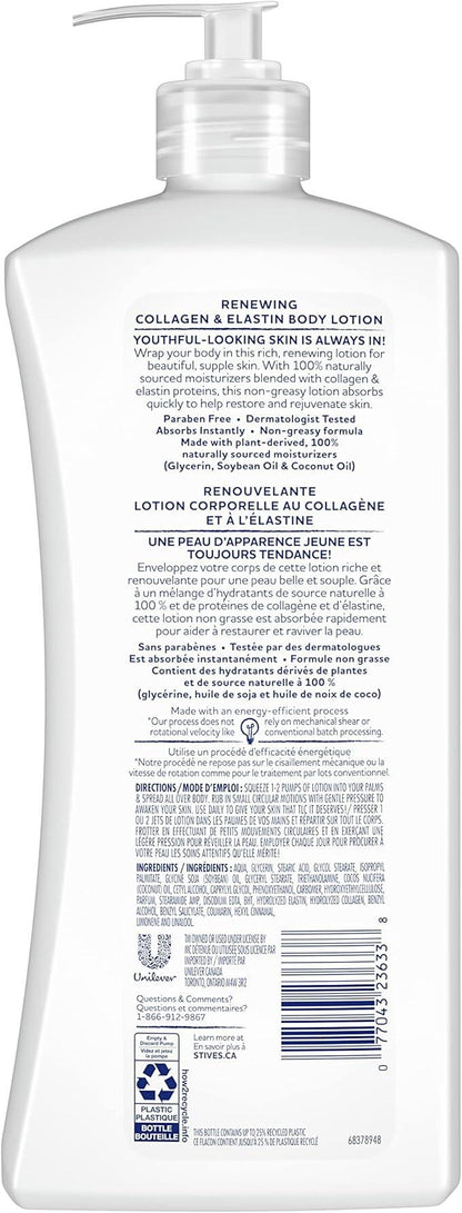 St. Ives Renewing Body Lotion dry skin moisturizer for beautiful, supple skin Collagen Elastin made with 100% naturally sourced moisturizers 600 mL - Which Mark