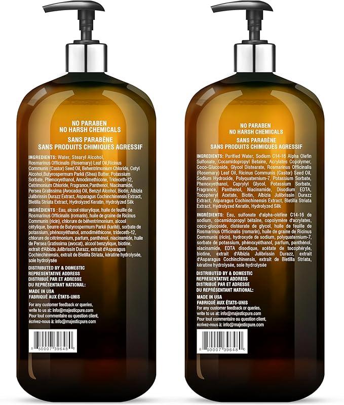 MAJESTIC PURE Biotin Shampoo and Conditioner Set with DHT Blocker Complex - Hydrating, Nourishing & Supporting Healthy Hair, Sulfate Free, for Men & Women - 16 fl oz each Climate Pledge Friendly - Which Mark