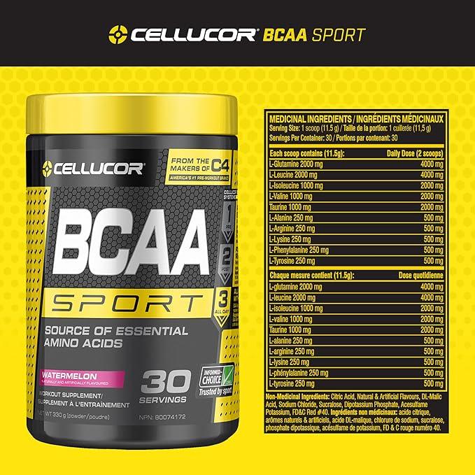 Cellucor BCAA Sport, Post-Workout Intra Workout Powder Sports Drink Supplements for Hydration Endurance & Recovery, Watermelon, 30 Servings - Which Mark