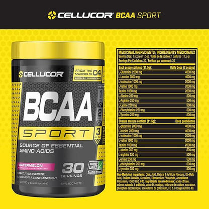 Cellucor BCAA Sport, Post-Workout Intra Workout Powder Sports Drink Supplements for Hydration Endurance & Recovery, Watermelon, 30 Servings - Which Mark