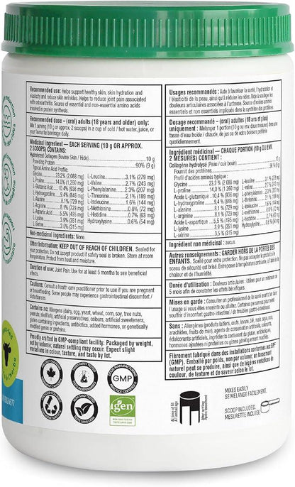 Organika Canadian-Made Enhanced Collagen Powder - for Healthy Hair, Skin, Nails, and Joints. Hydrolyzed Protein Peptides for Better Absorption- Grass-Fed, Non-GMO- Unflavoured- 250g - Which Mark