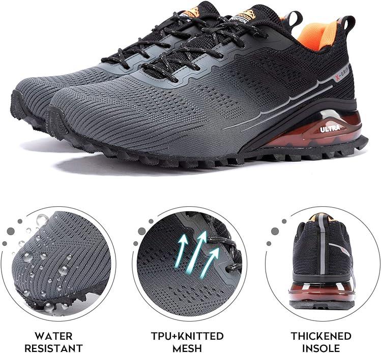 Kricely Men's Trail Running Shoes Walking Sneakers for Hiking Tennis Cross Training Mens Outdoor Fashion Snearker Casual Workout Footwear - Which Mark
