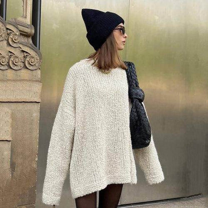 Women's Solid Color Basic Loose Casual Sweater - Which Mark