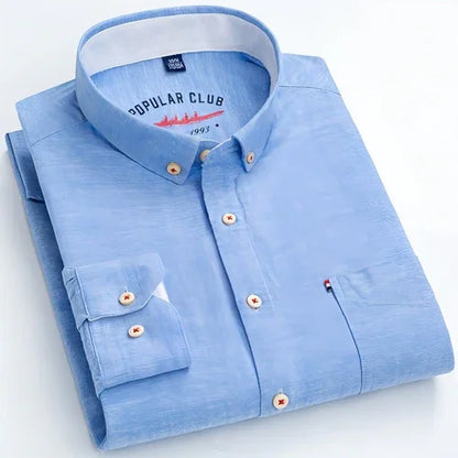 Long Sleeve Cotton Linen Slim Fit Fashion Casual Linen DressShirt Men - Which Mark