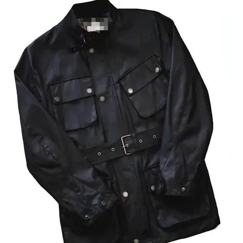 Oil Wax Jacket Trench Retro Biker's Waterproof Coat For Men - Which Mark