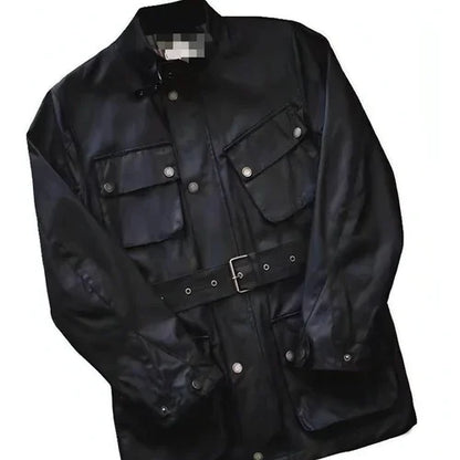 Oil Wax Jacket Trench Retro Biker's Waterproof Coat For Men - Which Mark