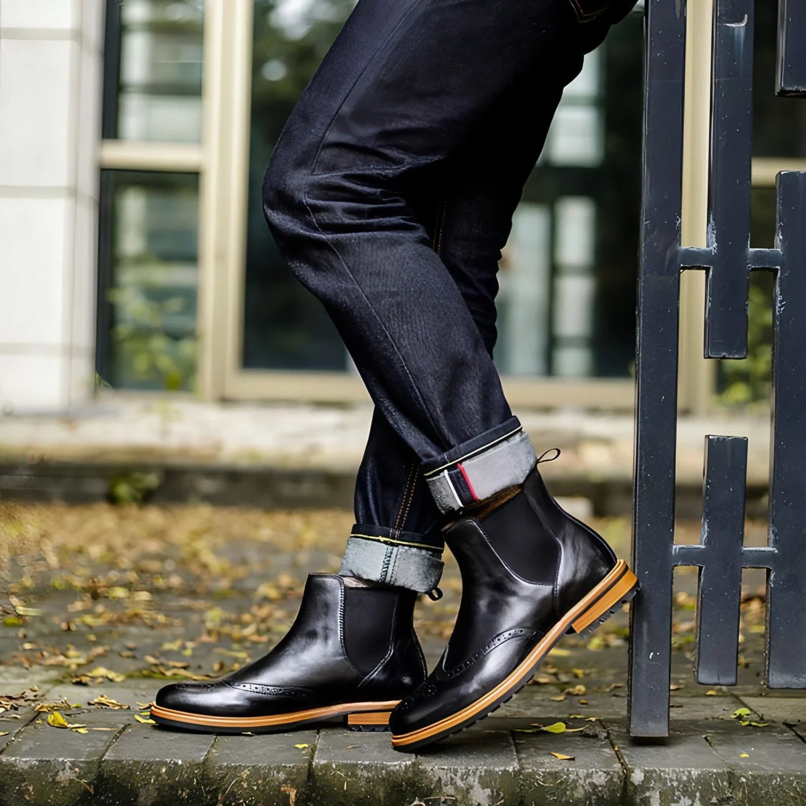 Men's Shoes High-top Sleeve Men's Leather Boots Cowhide British Retro - Which Mark