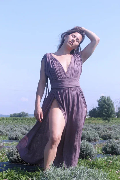 Helen Organic Cotton Goddess Side Slit Dress - Which Mark