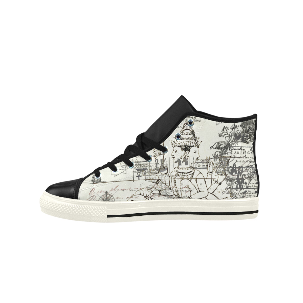 MAP AND SOME ILLUSTRATIONS High Top Action Leather Men's Shoes - Which Mark