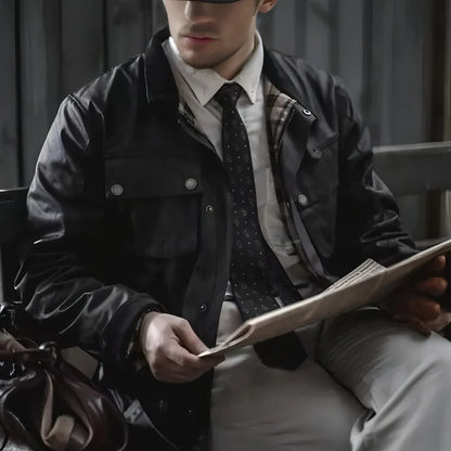 Oil Wax Jacket Trench Retro Biker's Waterproof Coat For Men - Which Mark