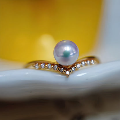 Women's 18k Gold And Diamond V-shaped Fashion Simple Ring - Which Mark
