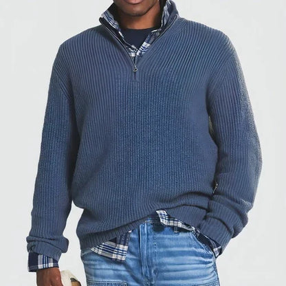 Men's Business Casual Loose Zip Stand Collar Sweater - Which Mark