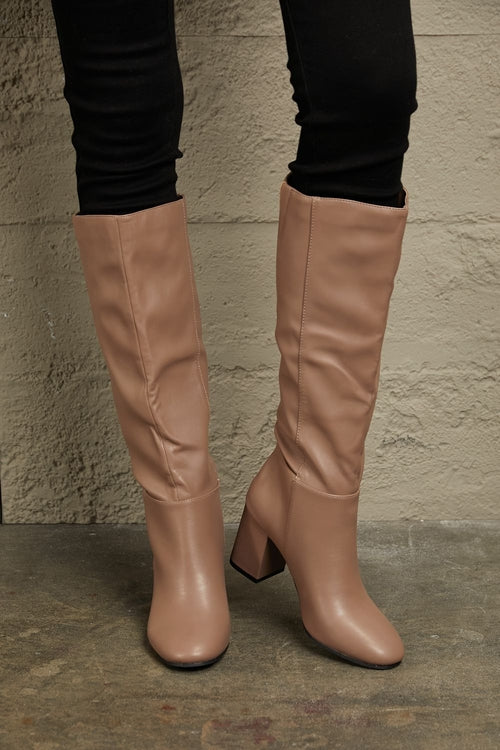 East Lion Corp Block Heel Knee High Boots - Which Mark