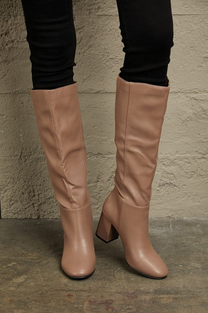 East Lion Corp Block Heel Knee High Boots - Which Mark