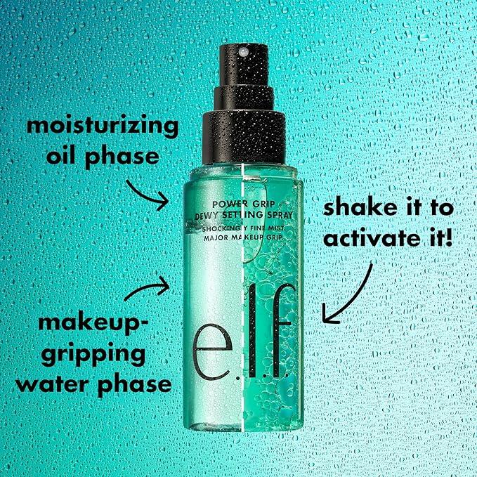 e.l.f. Power Grip Dewy Setting Spray, Ultra Fine Mist Made With Hyaluronic Acid, Grips Makeup For A Hydrated, Dewy Finish, Vegan & Cruelty-Free - Which Mark