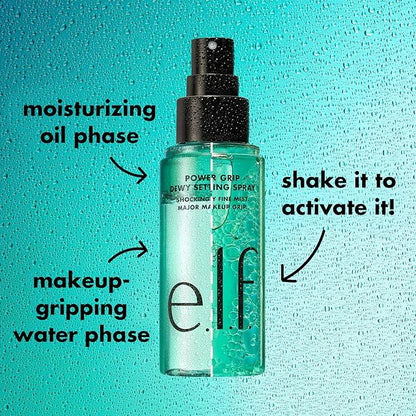 e.l.f. Power Grip Dewy Setting Spray, Ultra Fine Mist Made With Hyaluronic Acid, Grips Makeup For A Hydrated, Dewy Finish, Vegan & Cruelty-Free - Which Mark
