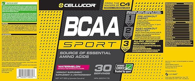 Cellucor BCAA Sport, Post-Workout Intra Workout Powder Sports Drink Supplements for Hydration Endurance & Recovery, Watermelon, 30 Servings - Which Mark
