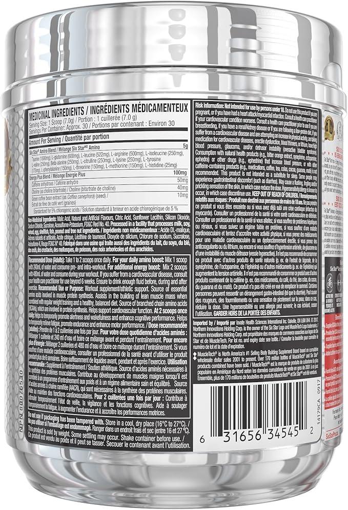 Six Star Amino Plus Energy, BCAA Powder & Energy, Fruit Punch, 30 Servings, 208 g (Pack of 1) - Which Mark