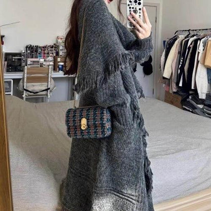 Long Alpaca Wool Sweater Coat Handmade Womens Clothing - Which Mark