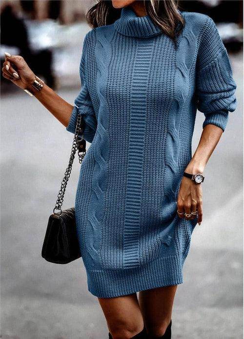 Women's Turtleneck Long Sleeve Narrow Sweater Dres - Which Mark