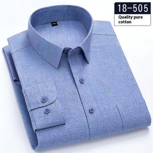 Men's Long Sleeve Solid Color Pocket Light Business DressShirt - Which Mark