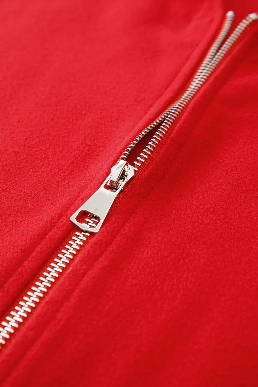 Fiery Red Solid Color Casual Zip up Hooded Coat - Which Mark