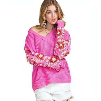 Women's Casual All-match Crocheted Knitted Top - FLORAL SWEATER - Which Mark