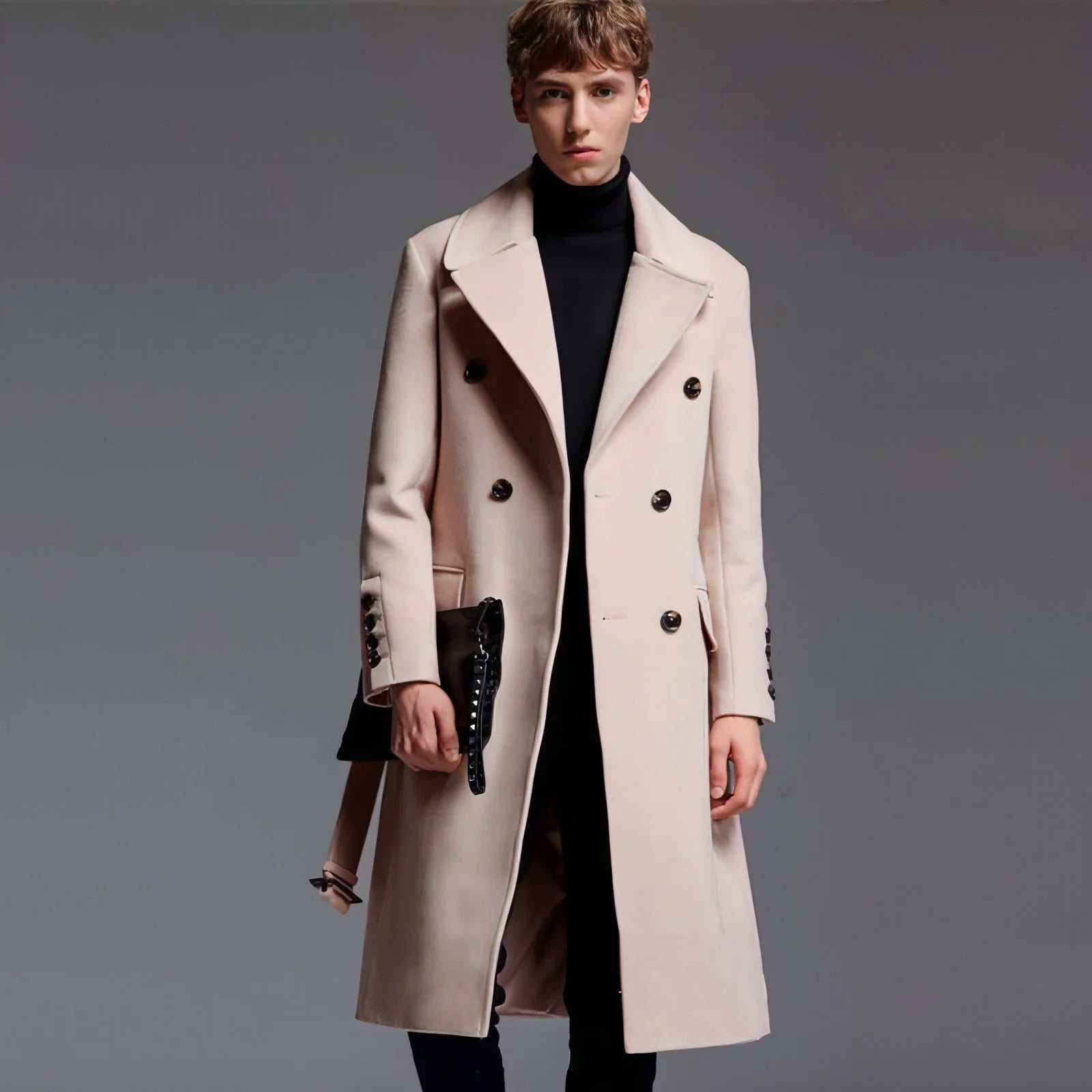 Trench Coat With Belt For Men - Which Mark