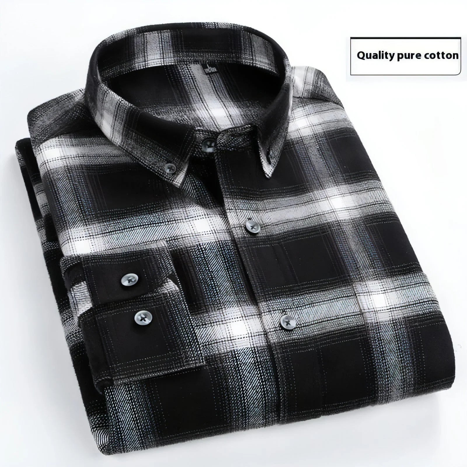 Cotton Brushed Plaid Long-sleeved DressShirt Business Casual Cotton - Which Mark