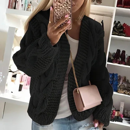 Sweater Women's Thick Thread Twist Knitted Cardigan Sweater - Which Mark