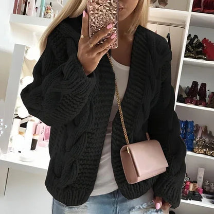 Sweater Women's Thick Thread Twist Knitted Cardigan Sweater - Which Mark