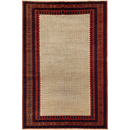 6×9 Feet Wool White Hand Knotted Carpet Tribal