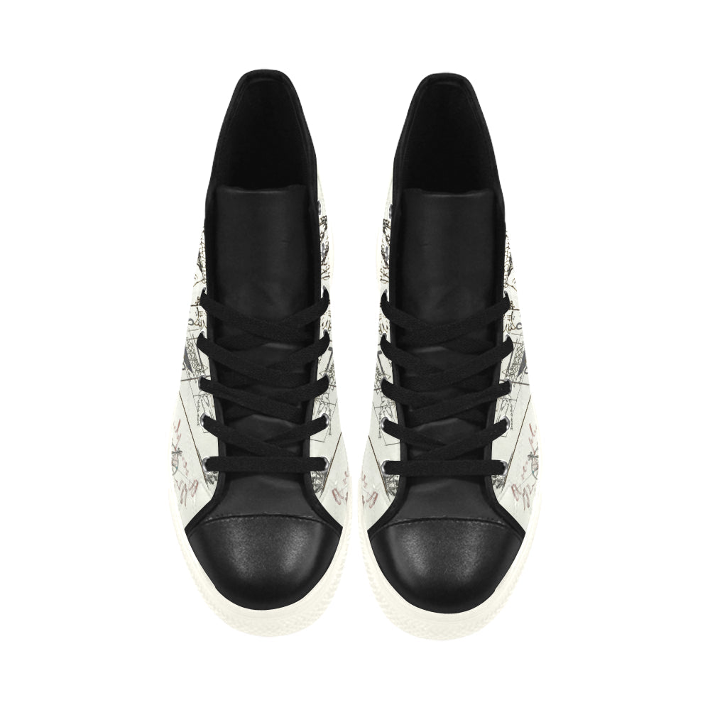 MAP AND SOME ILLUSTRATIONS High Top Action Leather Men's Shoes - Which Mark