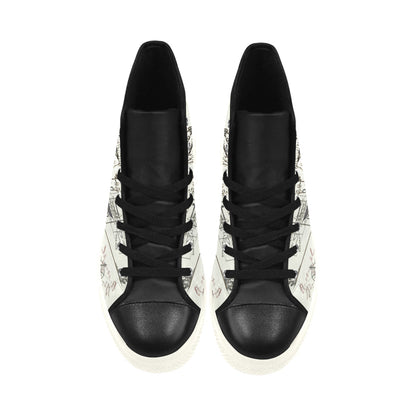 MAP AND SOME ILLUSTRATIONS High Top Action Leather Men's Shoes - Which Mark