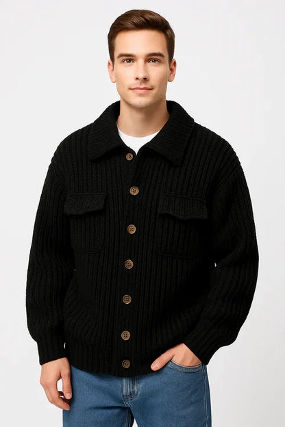 Winter Lapel Sweater Single-breasted Men's Loose Cardigan - Which Mark