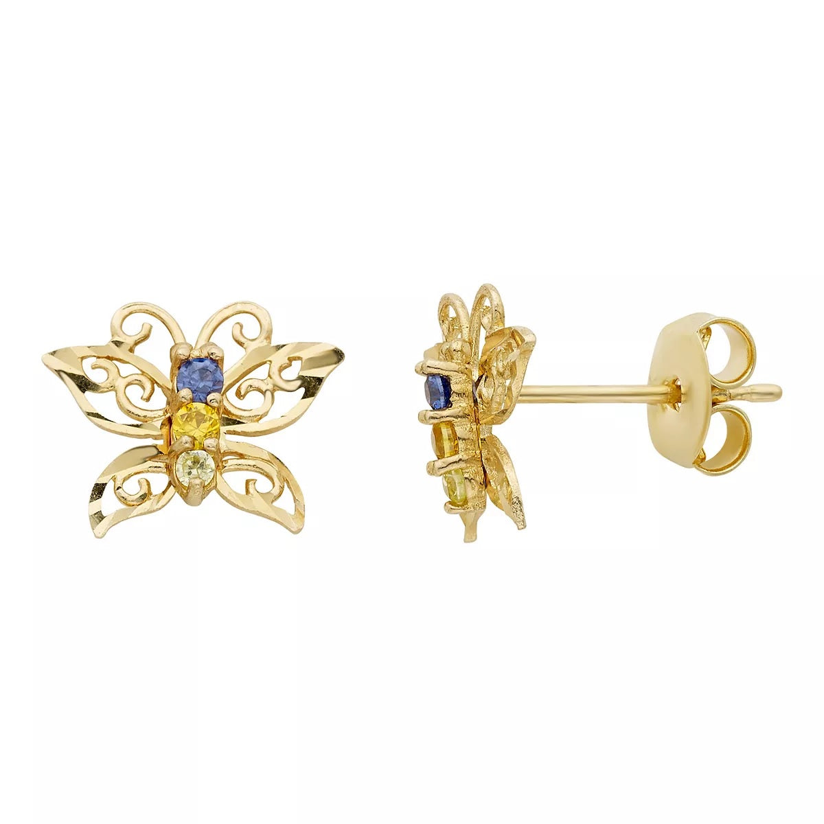 14k Gold Hollow Butterfly Stud Earrings - Which Mark