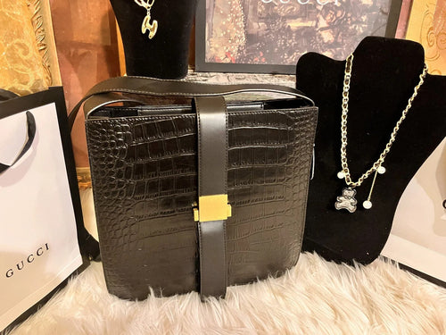 Black Genuine Leather Messenger Bag - Which Mark