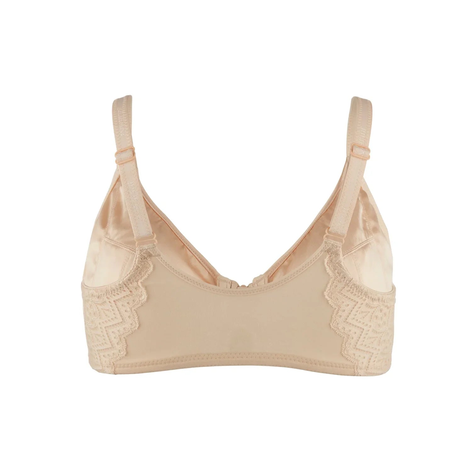 Grace - Peach Silk & Organic Cotton Lace Front Zip Wired Bra - Which Mark
